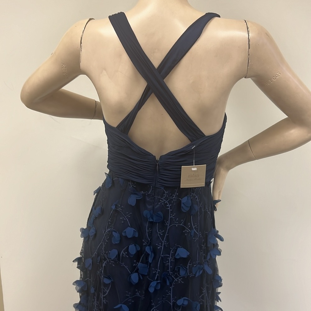 Aidan by Aidan Mattox sleeveless embroidered V-neck long gown - Picture 8 of 12